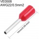 12pcs Terminal Pre Aislado VE0508 Rojo