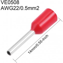12pcs Terminal Pre Aislado VE0508 Rojo